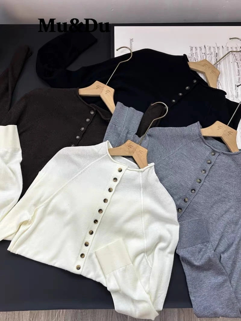 Women's Mock Neck Button Cardigan - Long Sleeve Knit Sweater - photo 2