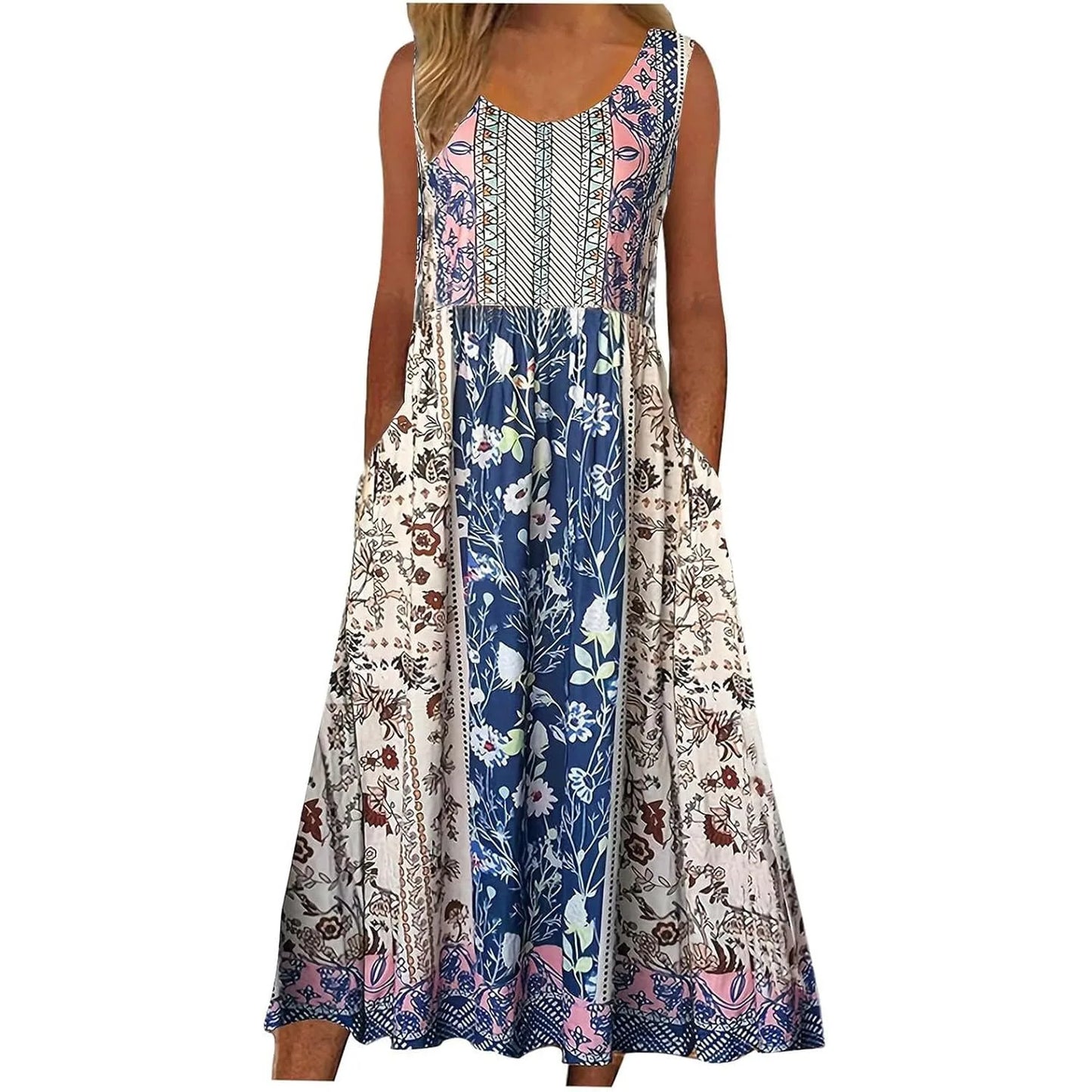 Women's European Print Sleeveless Pullover Casual Dress – Summer Floral Strap Dress 2026