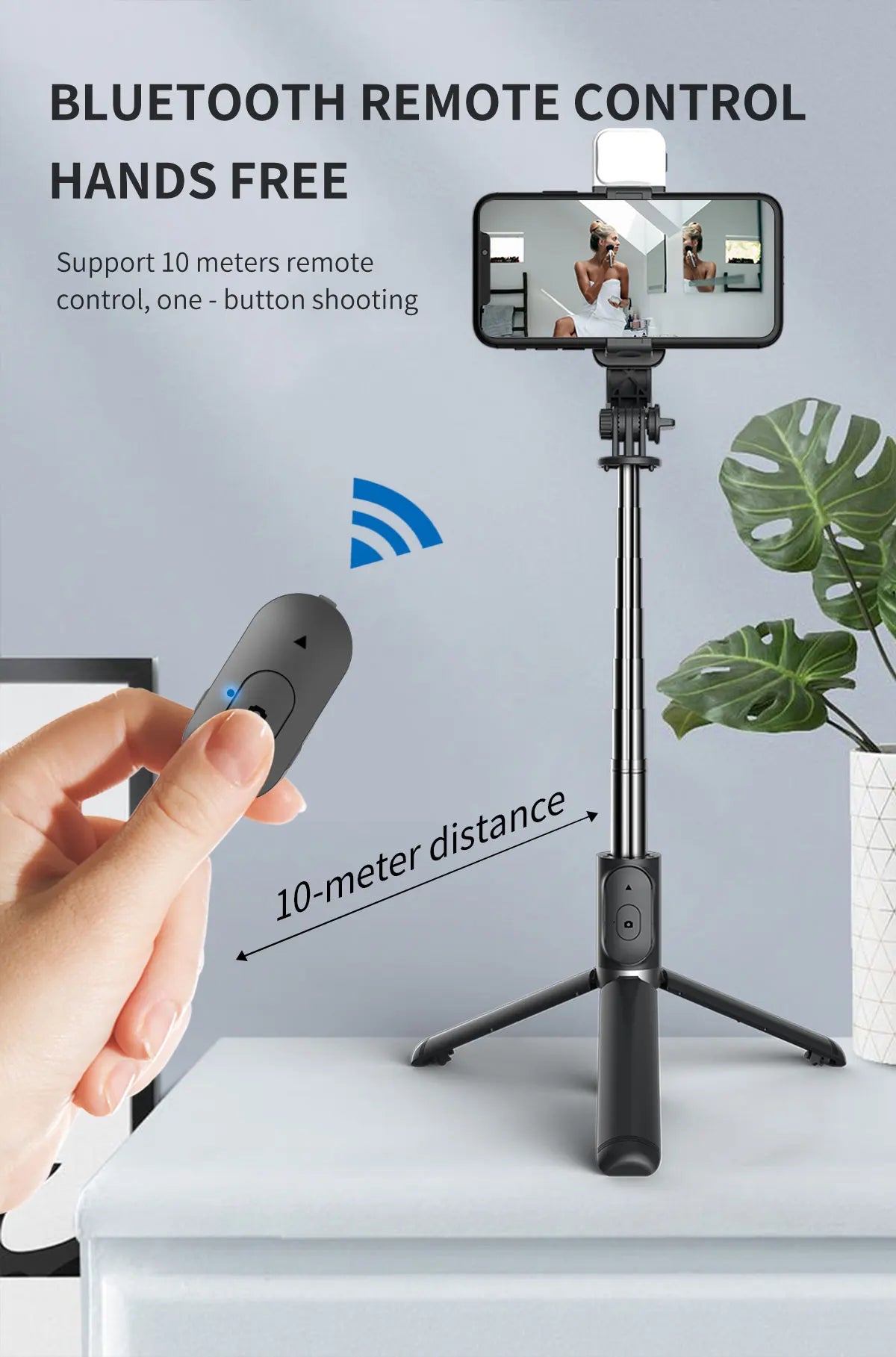 Portable Tripod Phone Selfie Stick – LED Fill Light, Bluetooth Remote & Extendable Stand for TikTok & Live