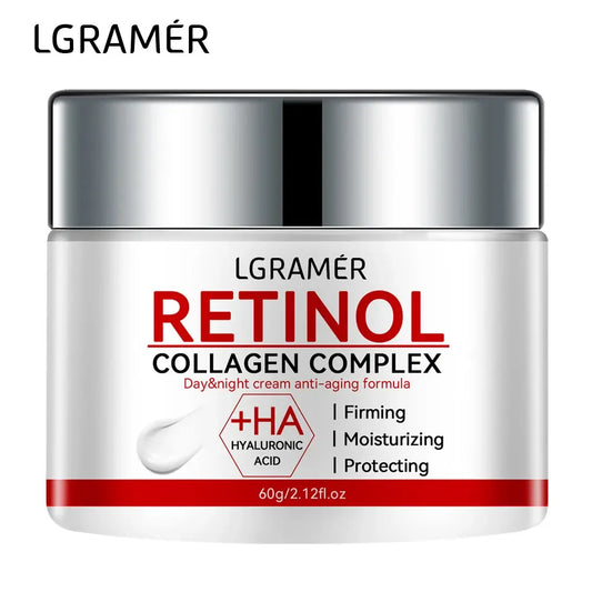 LGRAMER Retinol & Collagen Lifting Firming Face Cream – Vitamin C, Hyaluronic Acid & Licorice Root | Whitening, Moisturizing & Wrinkle Smoothing | 30g & 60g
