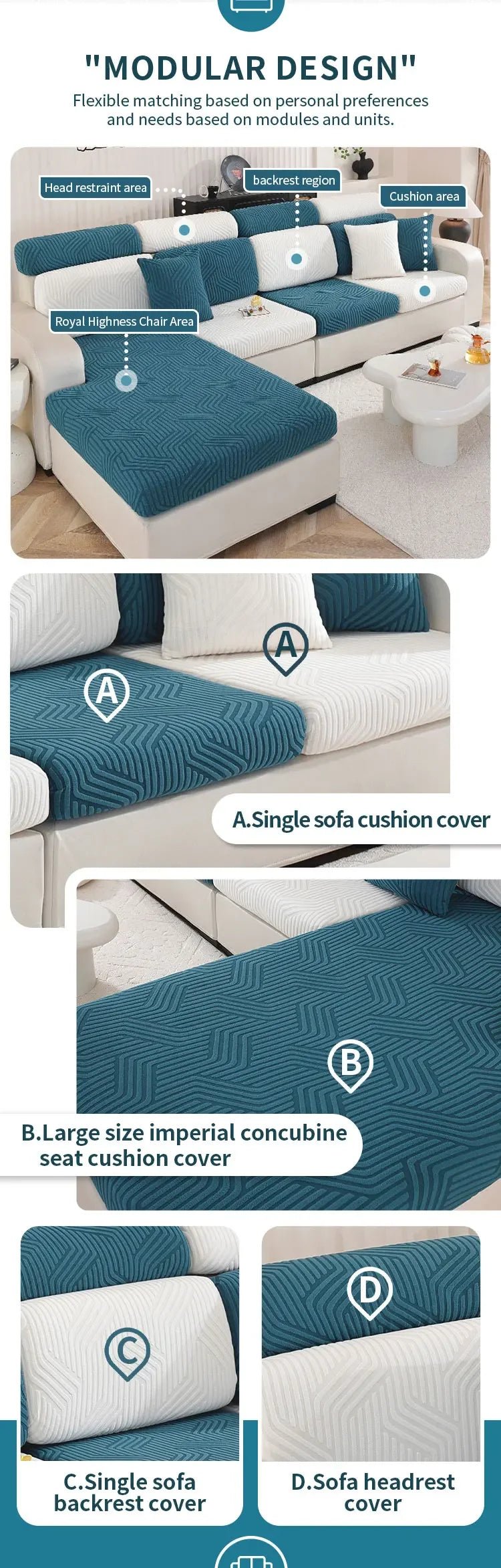 Jacquard Sofa Seat Covers Thickened Stretchable Sofa Covers Elastic Sofa Seat Cushion Covers Spandex Furniture Protective Covers
