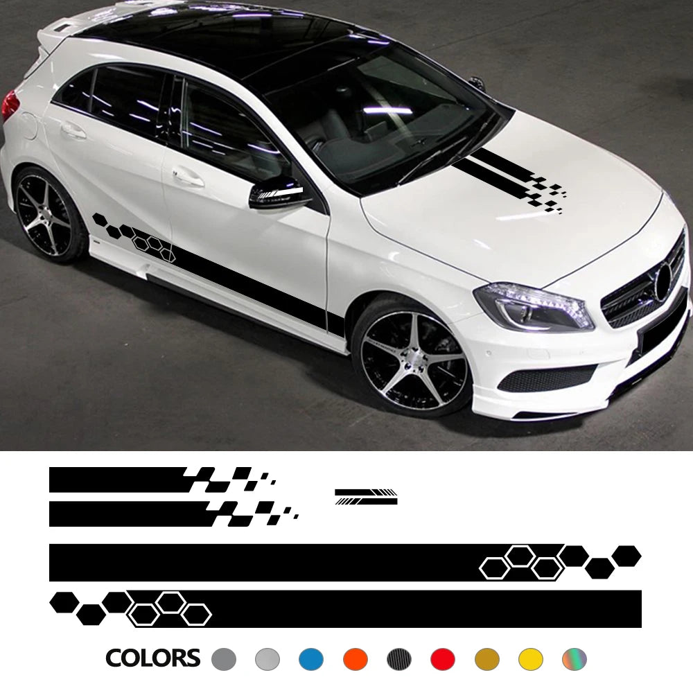 Universal Car Hood & Engine Cover Racing Stripe Decal – Self-Adhesive Vinyl Sport Sticker, Fits Most Vehicles