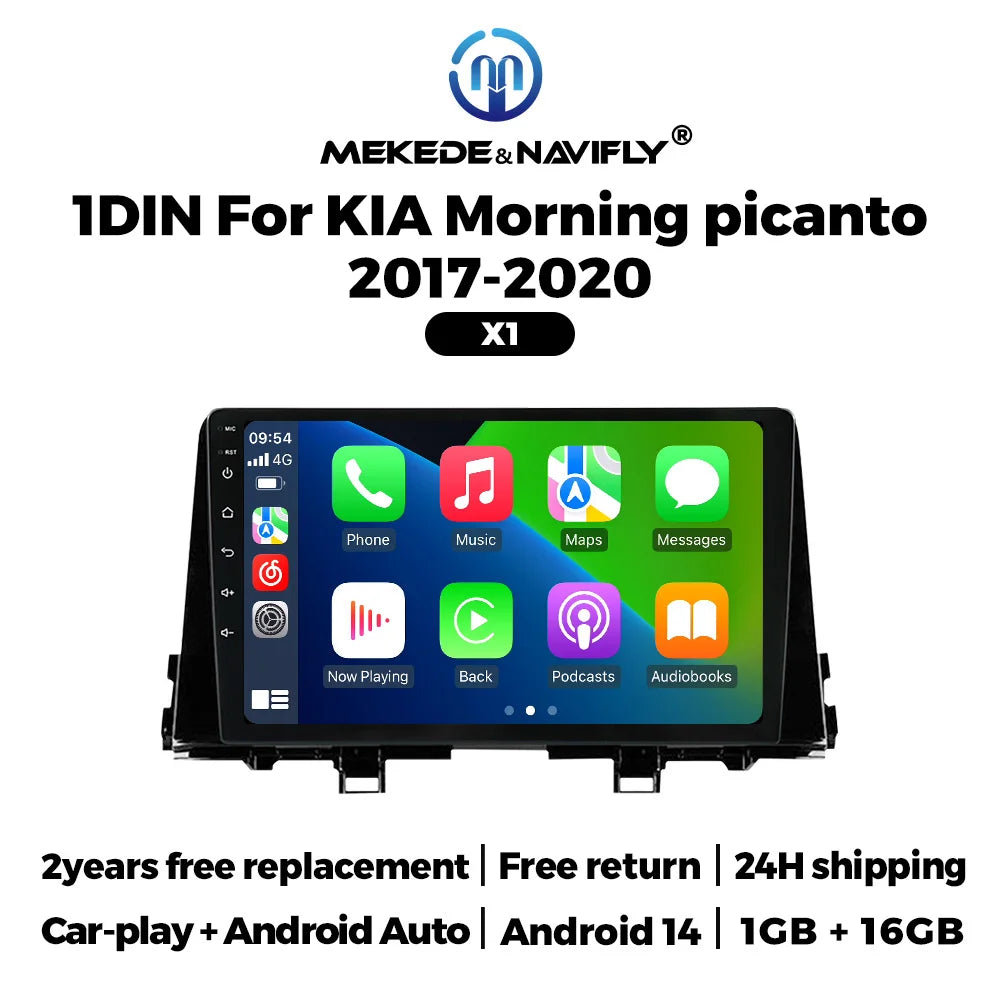 MEKEDE&Navifly Android 14 Wireless Carplay Auto For KIA Morning Picanto 2017-2020 Car Radio Multimedia Video Player 1 Din GPS BT