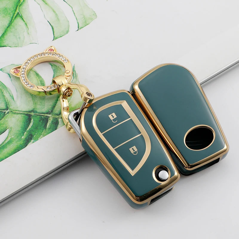 2/3 Button Soft TPU Car Key Cover Case Auto Shell Holder Protector Fob for Toyota Aygo Yaris Highlander Camry RAV4 Keychain