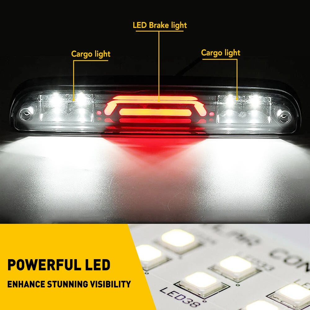 1Pc LED Black 3rd Third Brake Light Red White Fit For Chevrolet Silverado 1500 2500 HD 3500 2014-2018 For GMC Sierra 1500 2500 HD