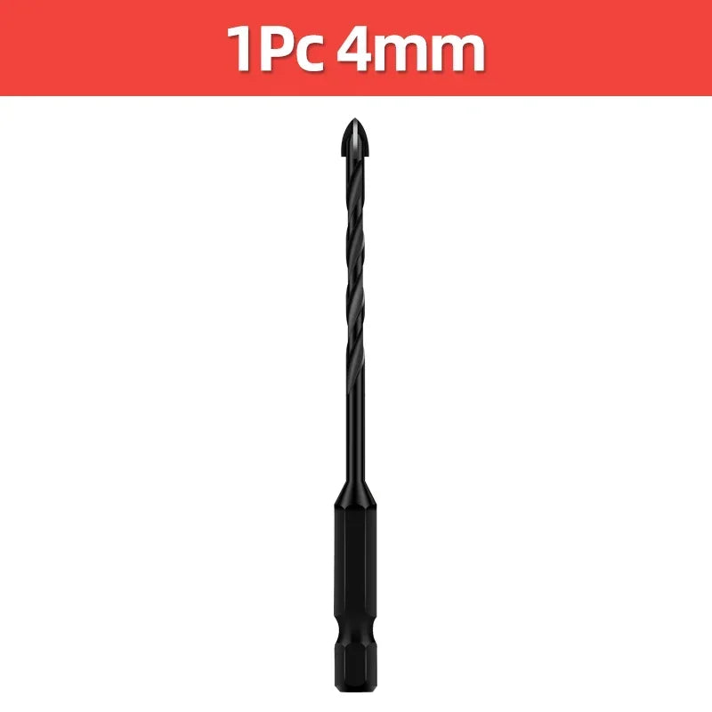3 4 5 6 8 10 12mm Cross Hex Tile Drill Bit For Glass Concrete Ceramic Tile Hole Opener Tunsten Carbide Hard Alloy Bits Set Tools