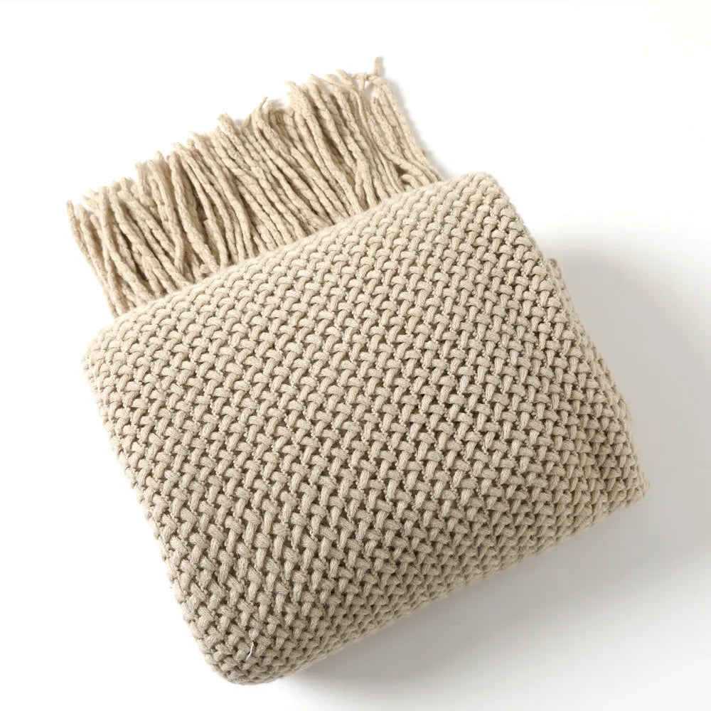 Cable Knit Throw Blanket, Lightweight Farmhouse Throw