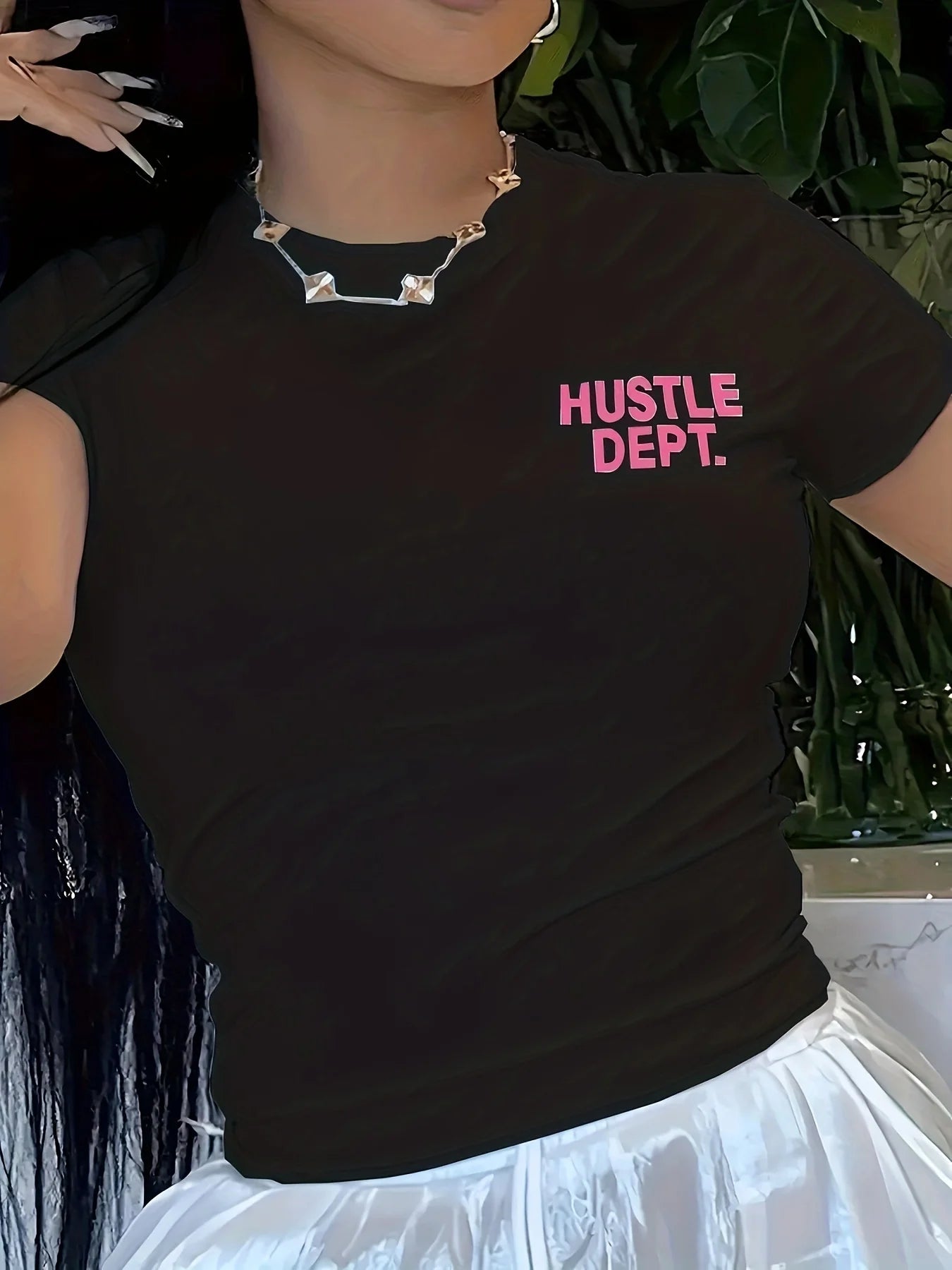 Women's 'Hustle' Graphic Tee — Short-Sleeve Casual Harajuku Top