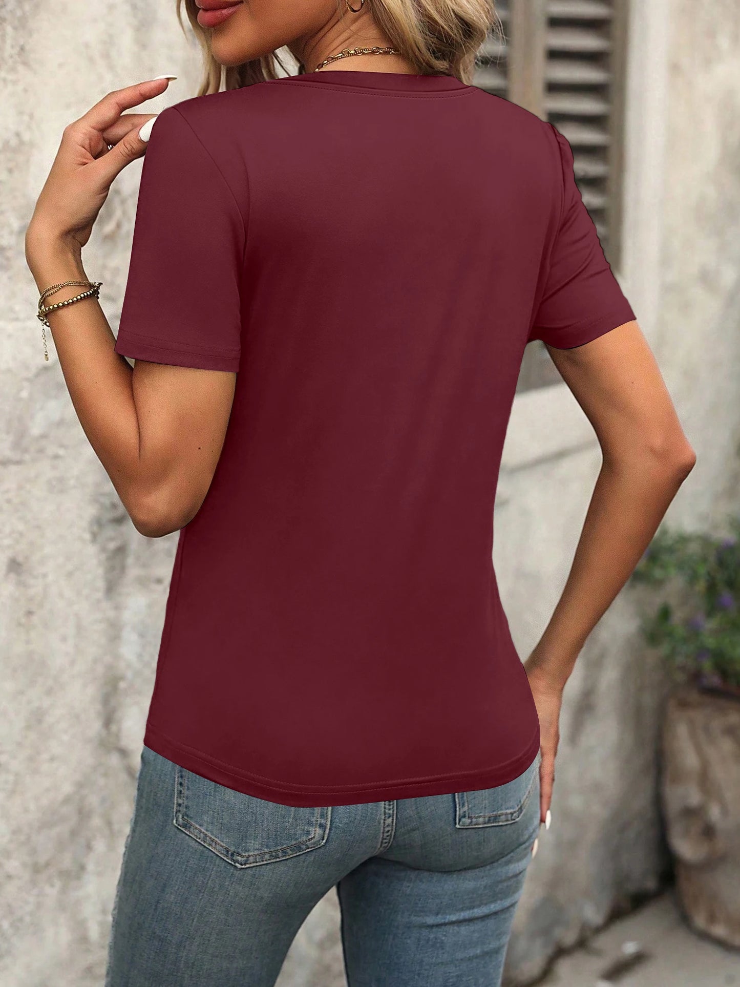 Versatile Women's V-Neck T-Shirt - Short-Sleeve Loose-Fit, Soft Fabric for Yoga, Casual Walks & Daily Wear