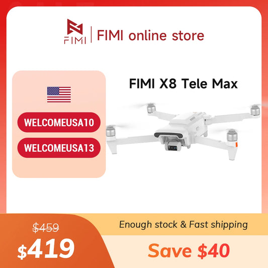 FIMI X8 Tele Max drone 4K professional 30min Flight Time 20km Range original 60fps Dual Camera 3-Axis Gimbal & AI Night Vision