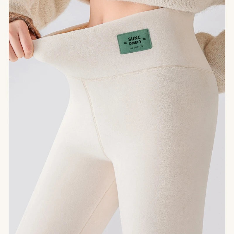 Women's Plus Size Fleece Lined Leggings - Ribbed High Waist Thermal Tights - photo 4