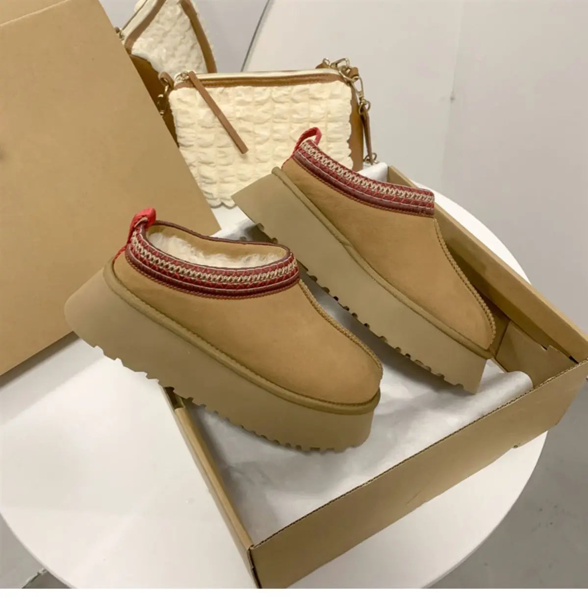 Women's Short Plush Snow Boots, Slip-On