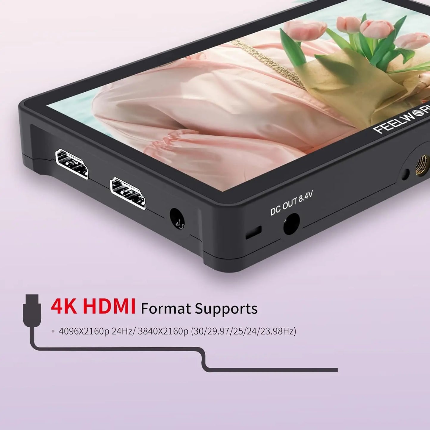 FEELWORLD F5 PRO V4 6 Inch Touch Screen 3D LUT DSLR Camera Field Monitor with F970 External Power Kit 4K HDMI Input Output