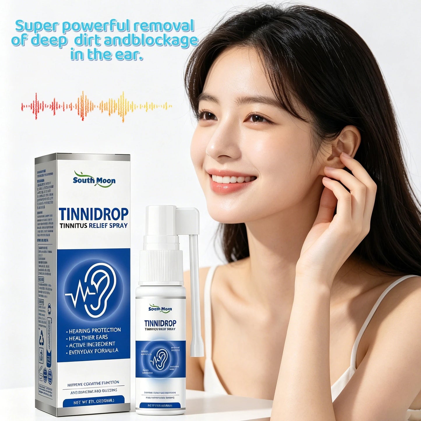 South Moon Tinnidrop Spray Hearing Protection Earwax Cleaning Itchy Earache Relief Ear Health Care Tinnitus Relief Spray 60ml
