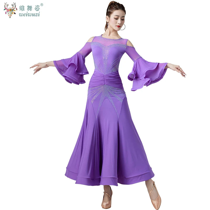 Women's big swing ballroom dress for waltz and foxtrot