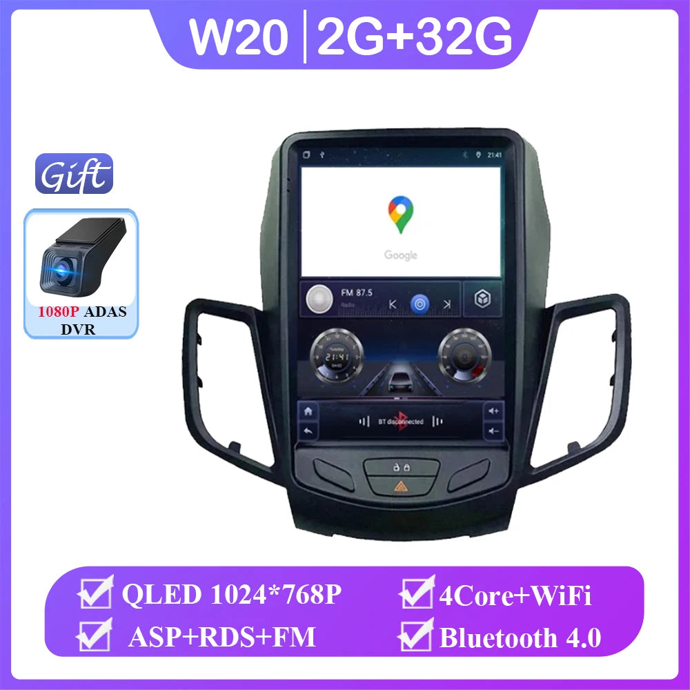 9.7" Android 16 Car Radio Carplay For Ford Fiesta Mk7 2009 2010 2012 2013 2014 2015 2016 Multimedia Player Stereo Screen DVD