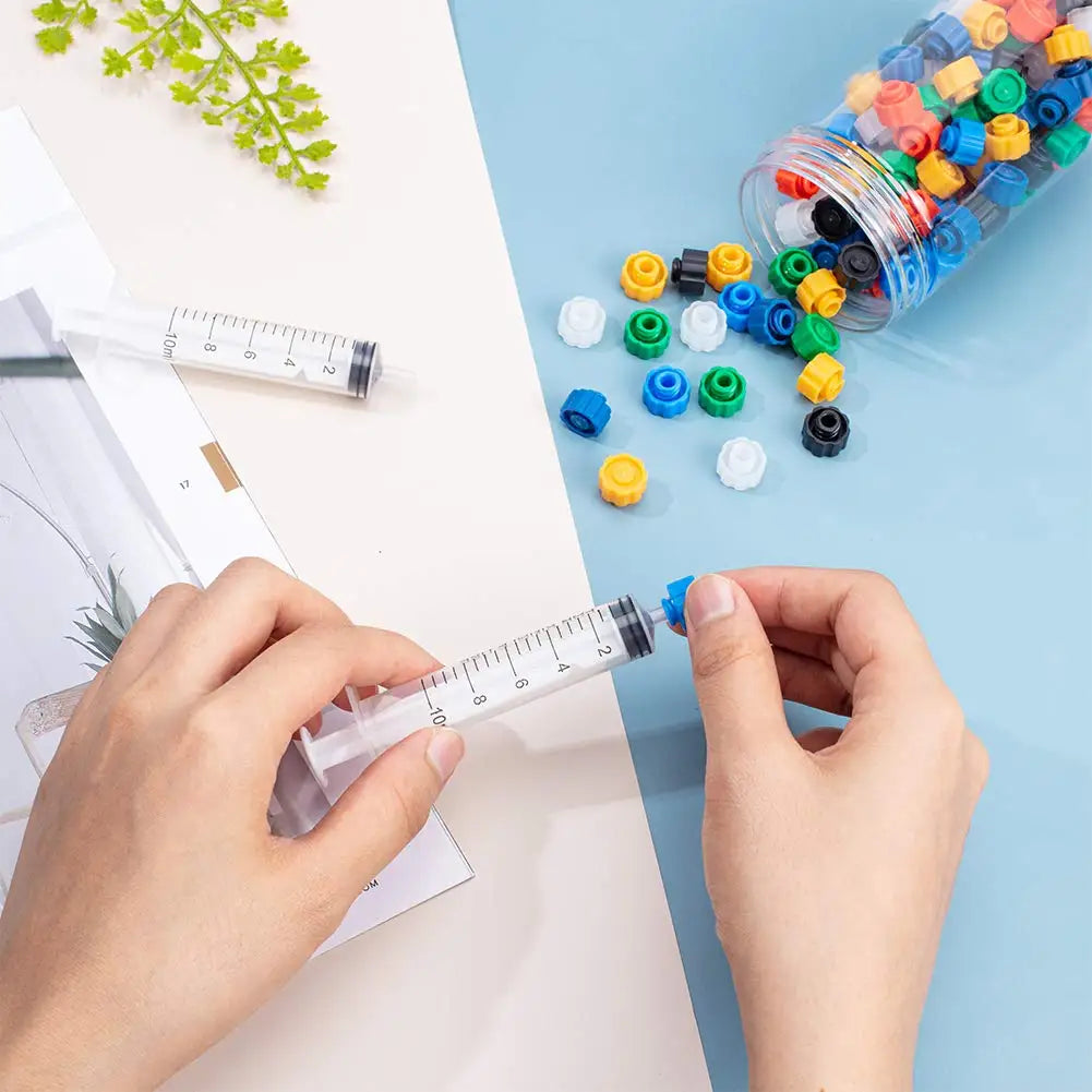 140 Pc Luer Lock Syringe Tip Caps, 7 Colours Lab Supplies