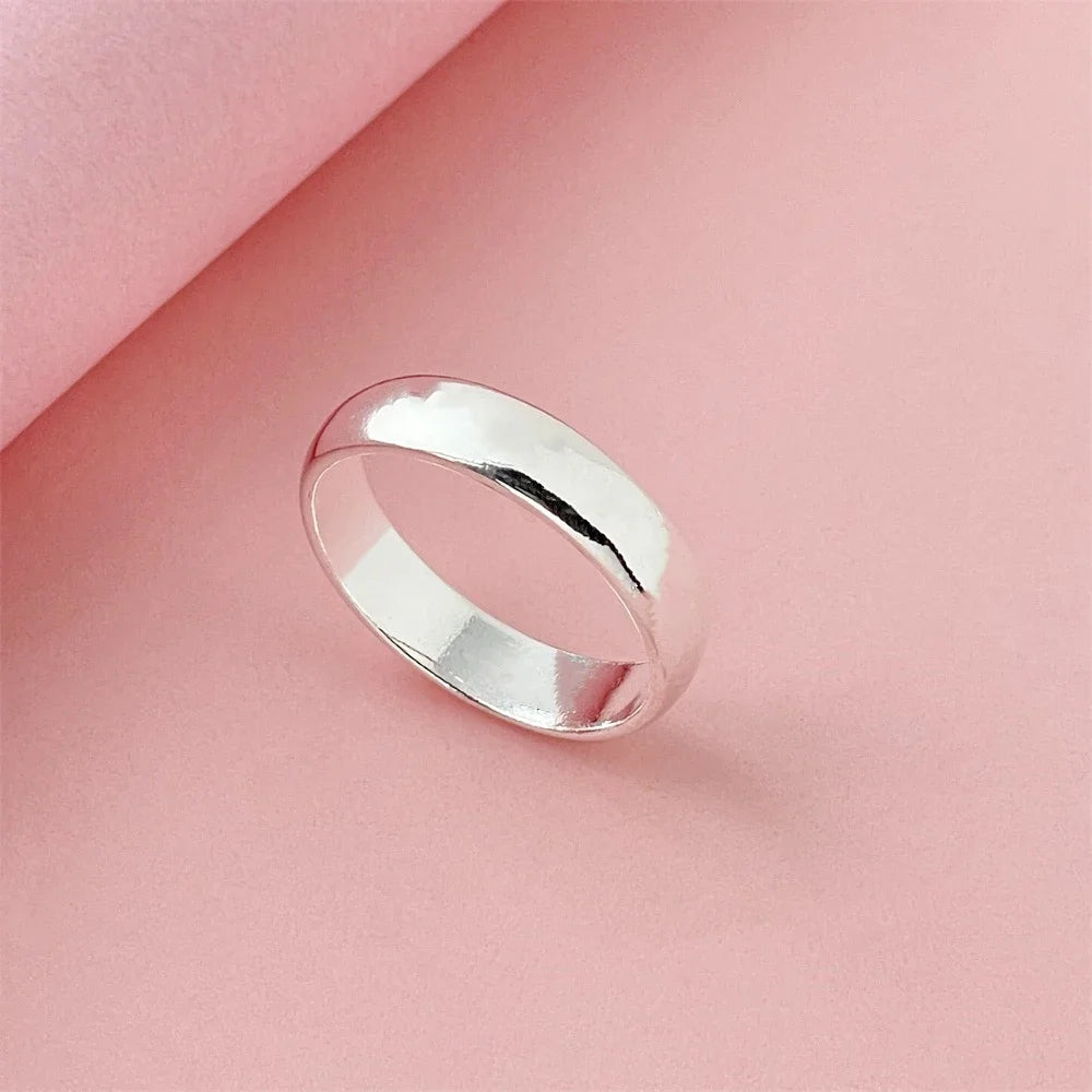 925 Sterling Silver Smooth Round Ring for Women - Sizes 5-11