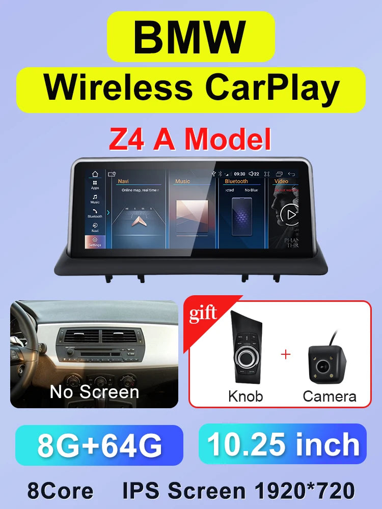 10.25" Car Stereo with Apple CarPlay & Android Auto, Compatible with BMW Z4 E85 E86 E89 (CIC/NBT)