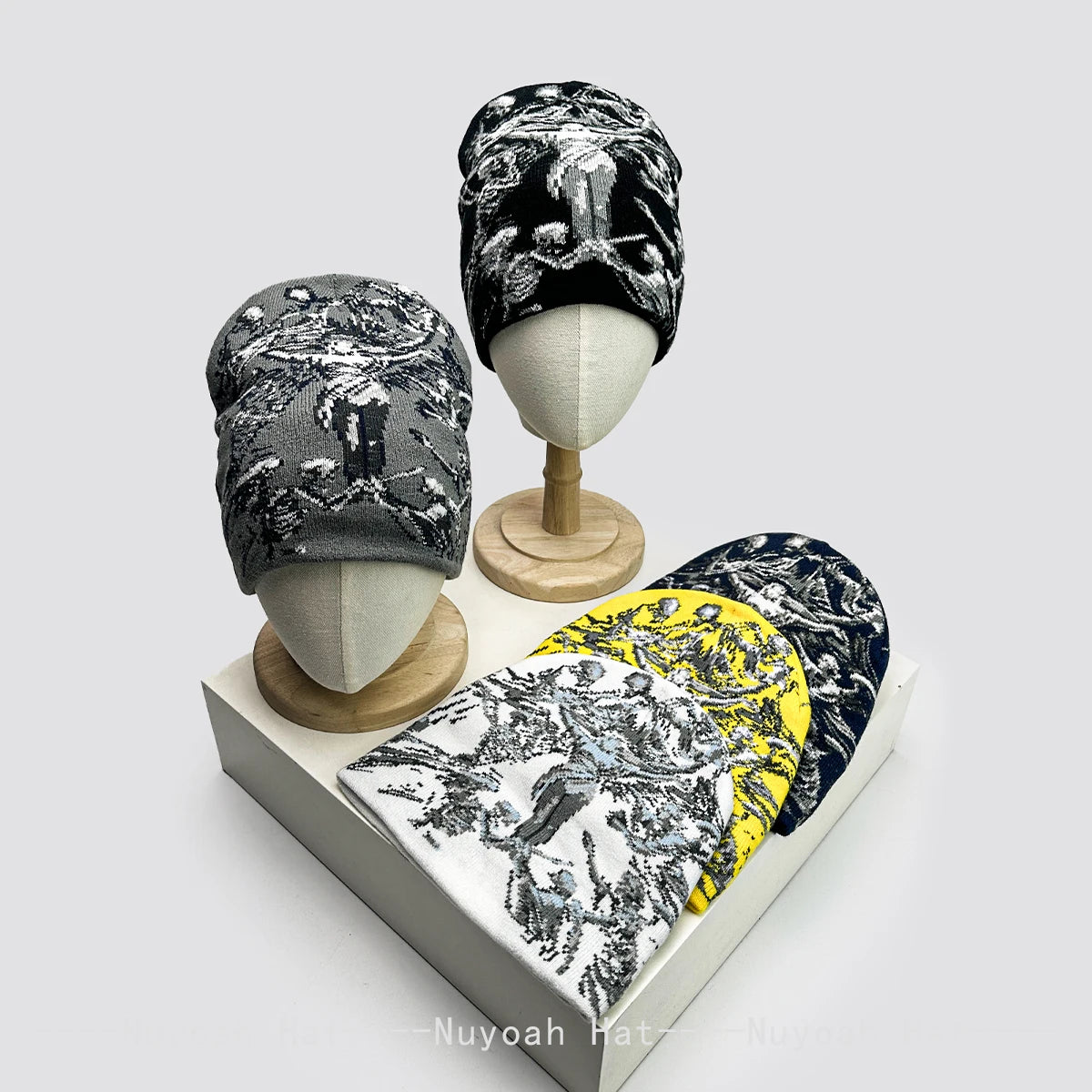 Angel Skull Jacquard Beanie, Unisex Knit Hat