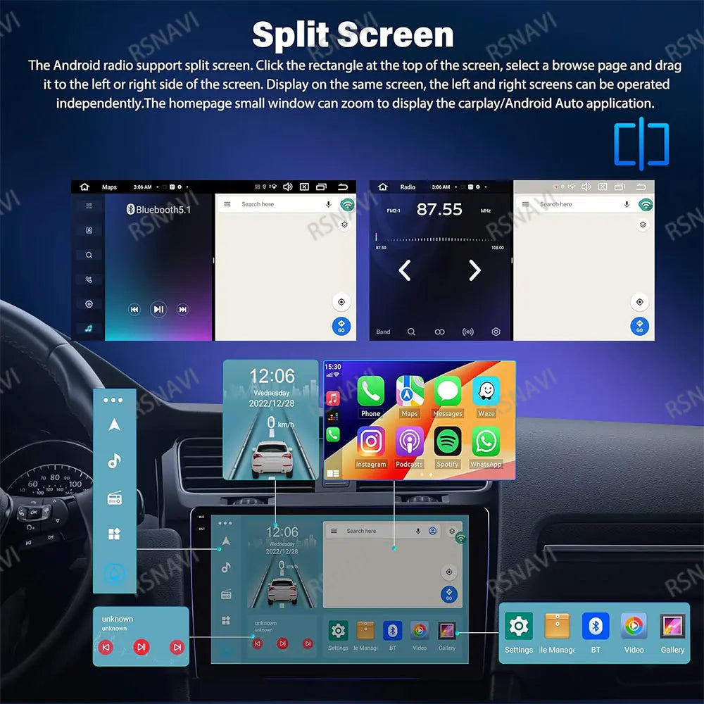 Android 14 Head Unit with CarPlay for Ford Focus 2/3 Mk2/Mk3 (2004-2011)