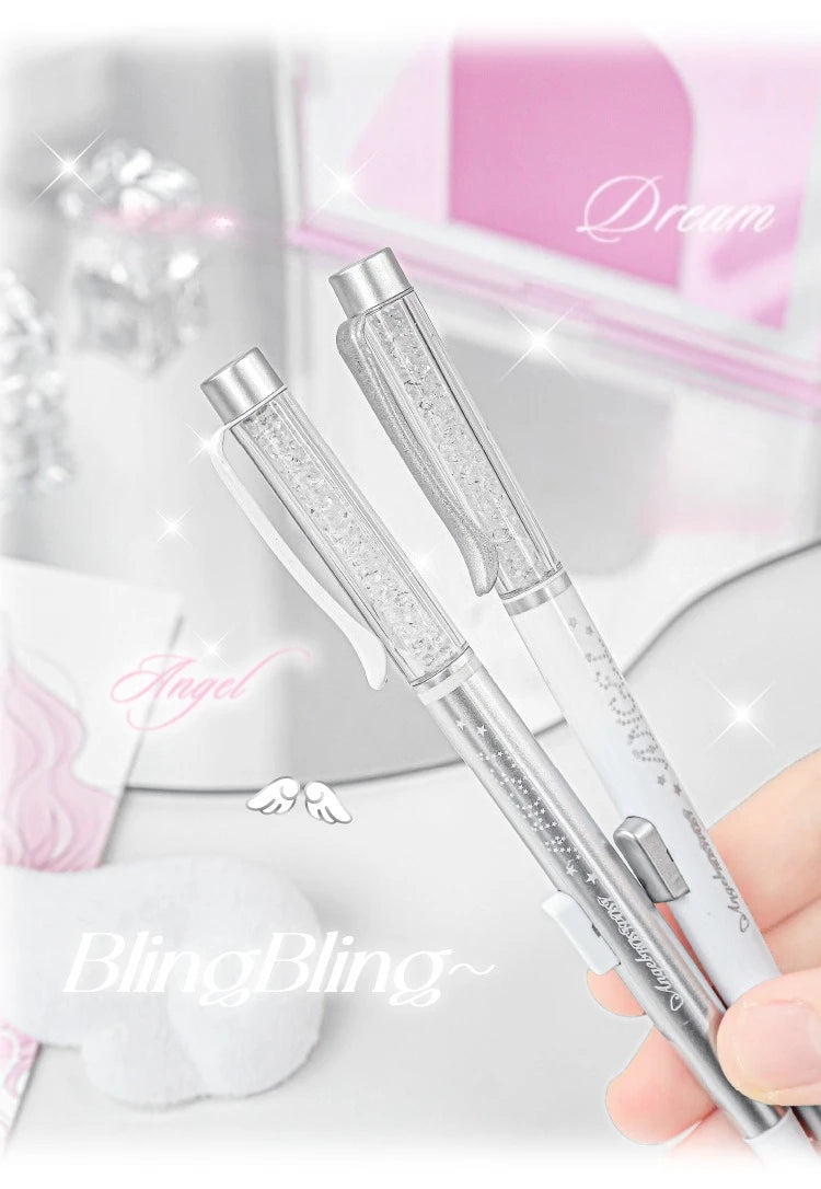 Angel Automatic Pencil Set 0.5HB Glitter Crystal Mechanical Pencil Push Button Cute Student Writing Tools Kawaii School Supplies