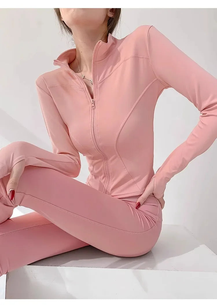 Women's Quick-Dry Yoga Jacket, Slim Zip-Up