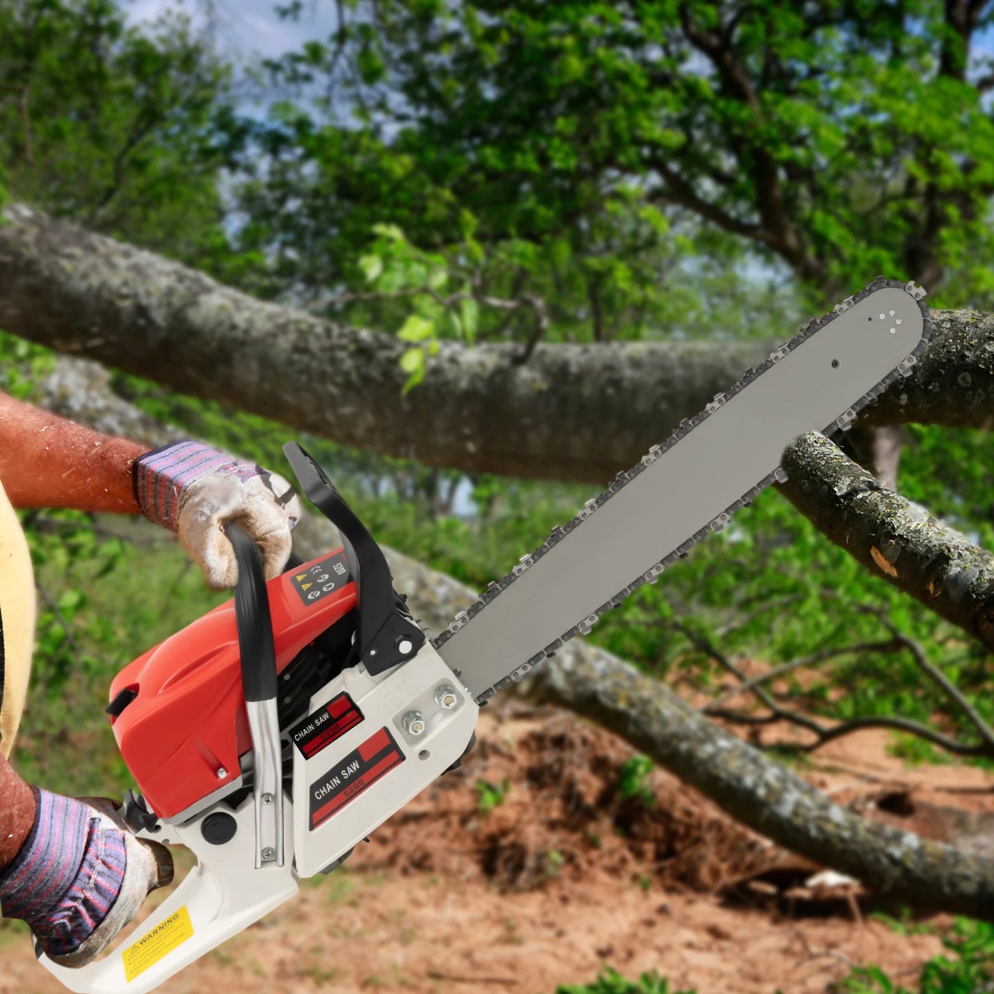 52cc Gasoline Chainsaw — 20" Bar, 7500 RPM Heavy-Duty Saw with Tool Bag