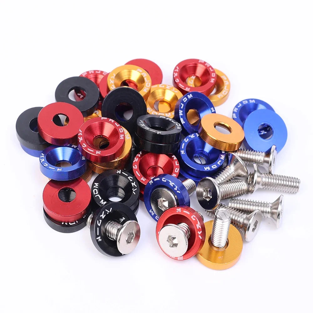 M6 Bolt Set JDM Fender Washers Bumper Engine Car Modification Gasket Screw Fender Aluminum Concave Screws Hex Fastener for Honda