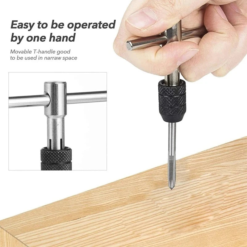 6 in 1 Ratchet T Tap Adjustable Holder Wrench With M3-M8 Screw Machine Hand Tool Thread Metric Plug T-shaped Tapping Tools