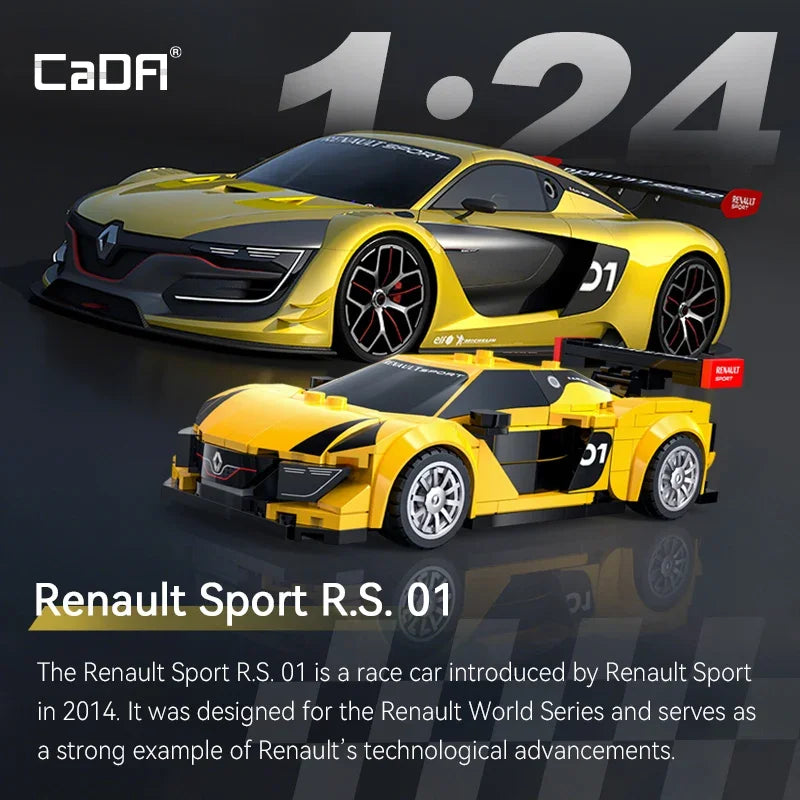 Cada 1:24 Building Block Maxi Turbo Car Set Renault Super Sports Car Retro Car Bricks Birthday Christmas Gift for Adult Boys