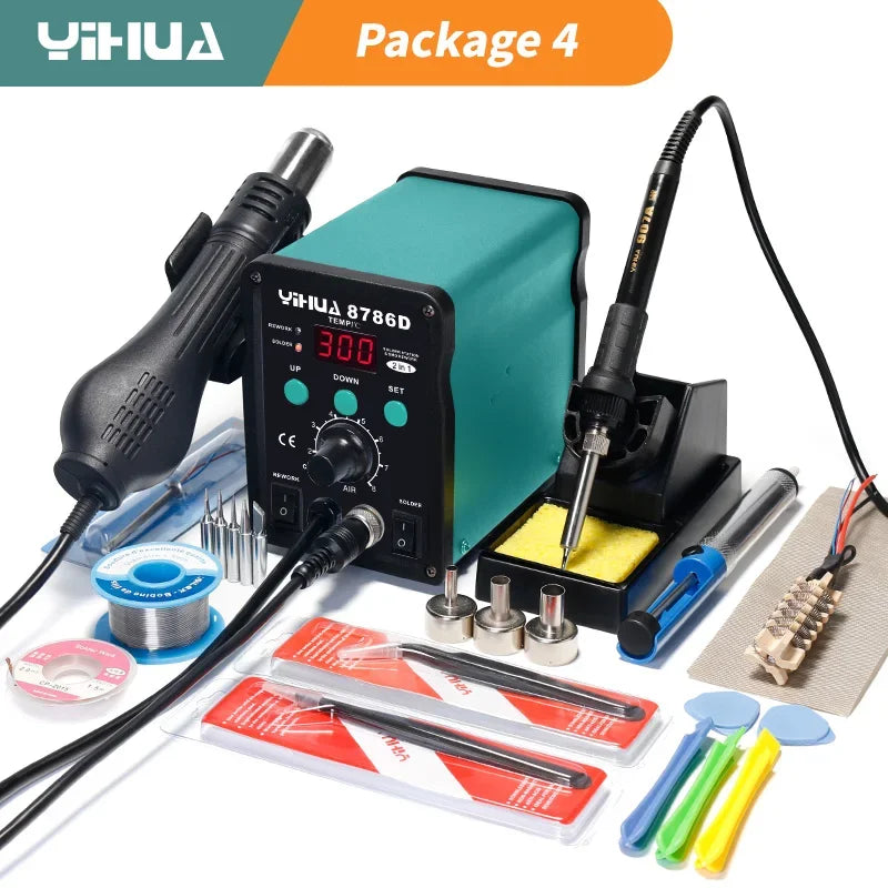 MMAlto YIHUA 8786D / 8786D-I / 938BD-II Soldering Iron & Hot Air Rework Station – Digital SMD BGA Phone PCB Repair Welding Tool | 110V-240V