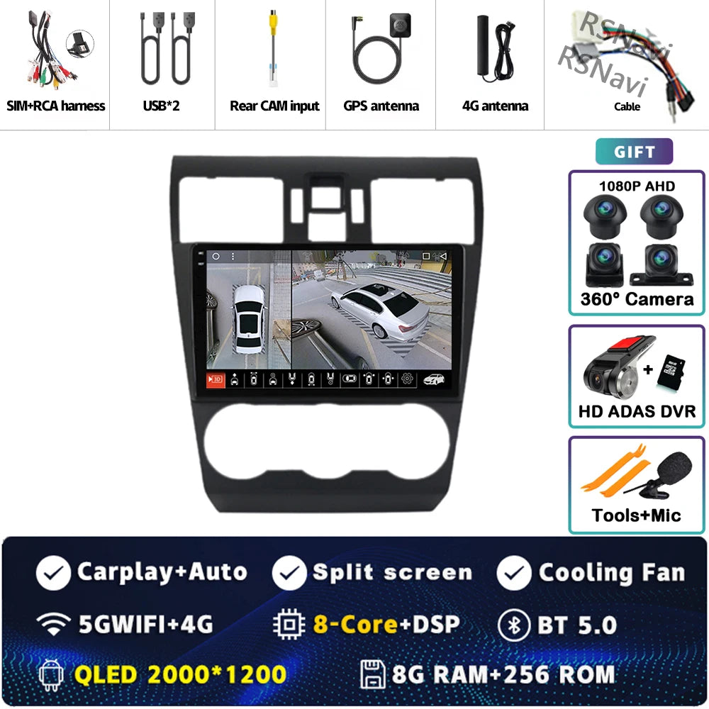 Android 16 For Subaru Forester WRX XV 2012 - 2018 2K QLED Stereo Car Radio Multimedia Video Player GPS 4G CarPlay