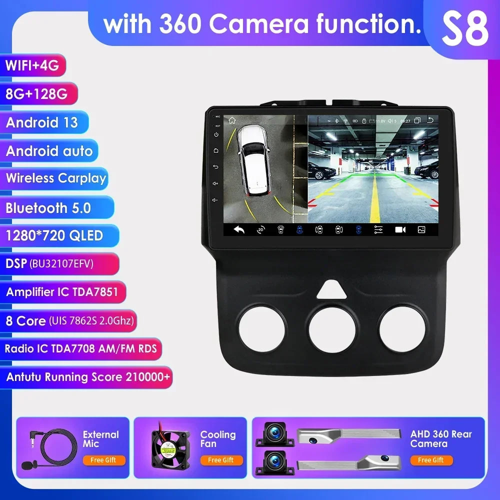 Hizpo 9" Android Car Radio for Dodge Ram 1500/2500/3500 2013-2018 (Manual AC)