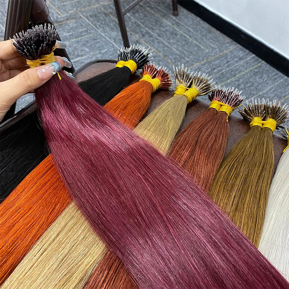 Straight Nano Rings Tip Hair Extension Ombre Natural Virgin 100% Human Hair Bulk Blonde Bundles Micro Beads Wholesale keratin
