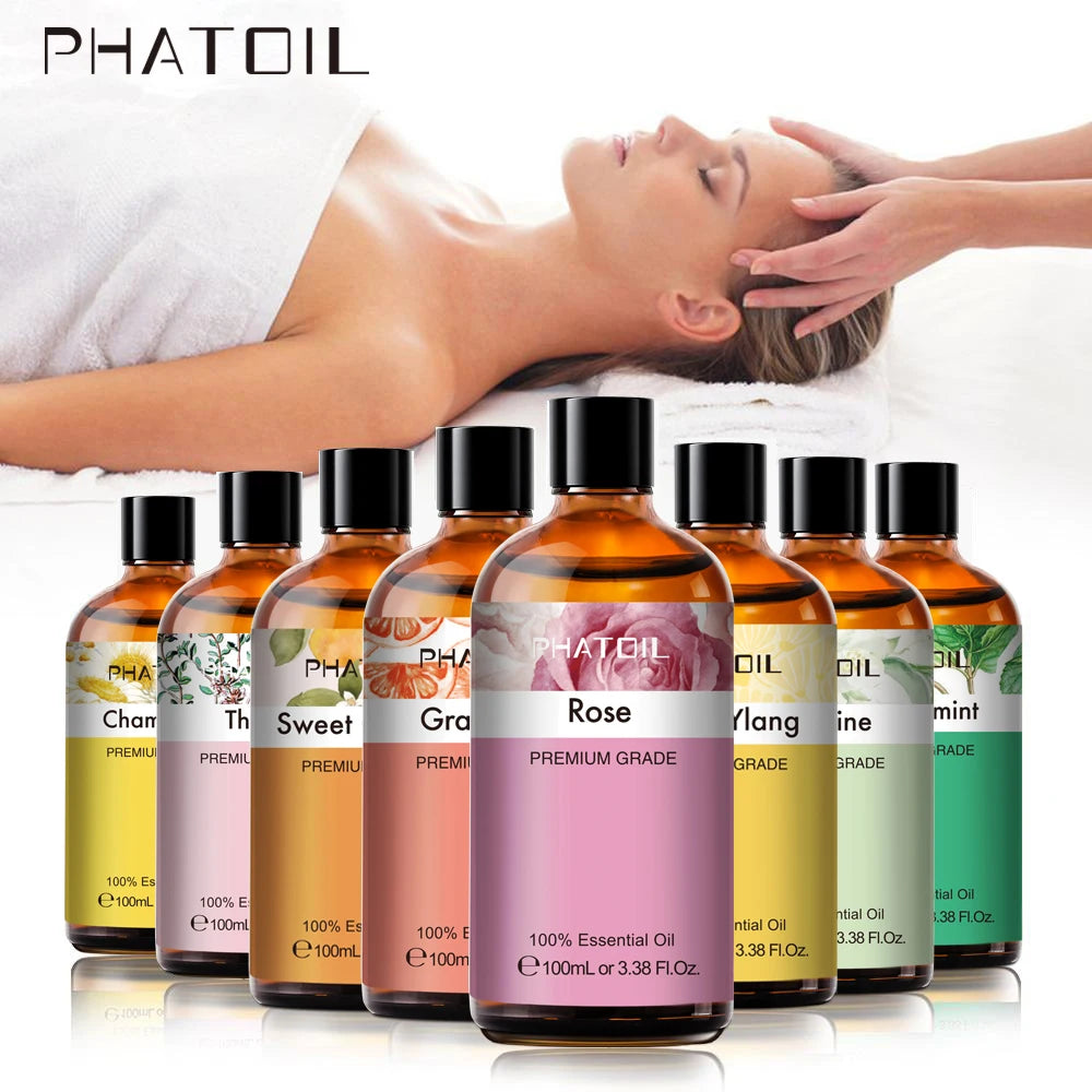100ml Pure Essential Oil for Diffusers — Aromatherapy (Lavender, Rose, Peppermint & More)