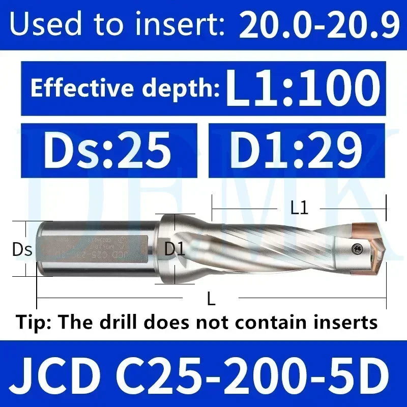 JCD Crown U-Drill Rod 10-25mm, Internal Cooling Indexable Drill