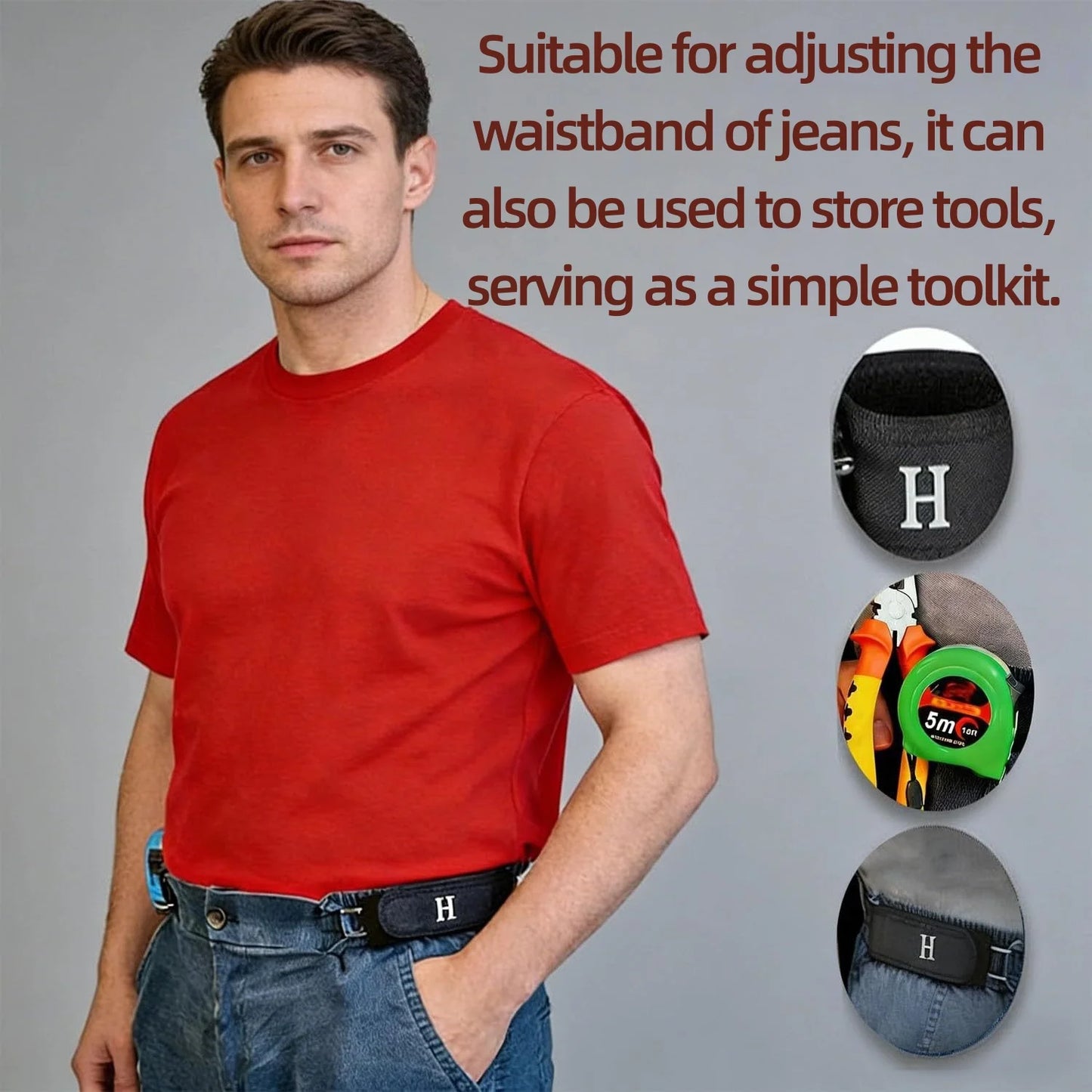 Buckleless Elastic Belt — 2-Pack Hidden Hook Waist Adjuster