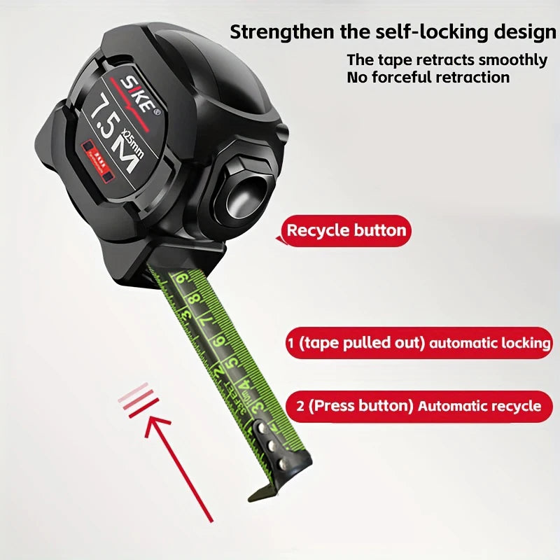 1 piece 5m, 7.5m and 10m high precision laser measuring tape, heavy duty thickened ruler, self-locking design Measuring tools
