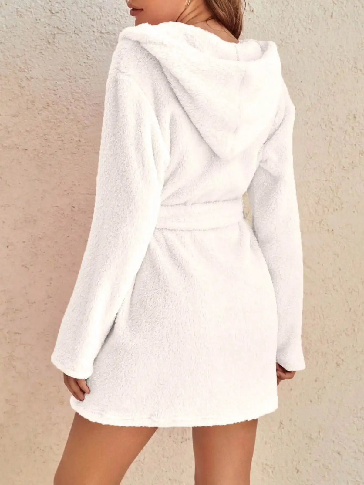 Women's Hooded Fleece Robe with Belt
