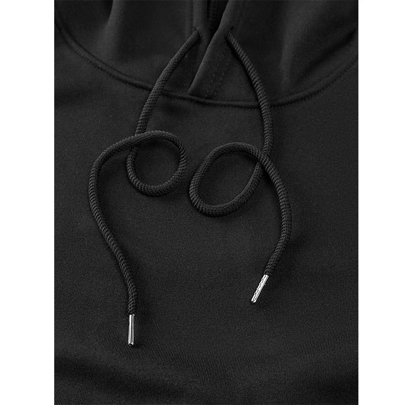 Men's Fleece Lined Hoodie - Black Pullover with White Lettering Print - photo 2