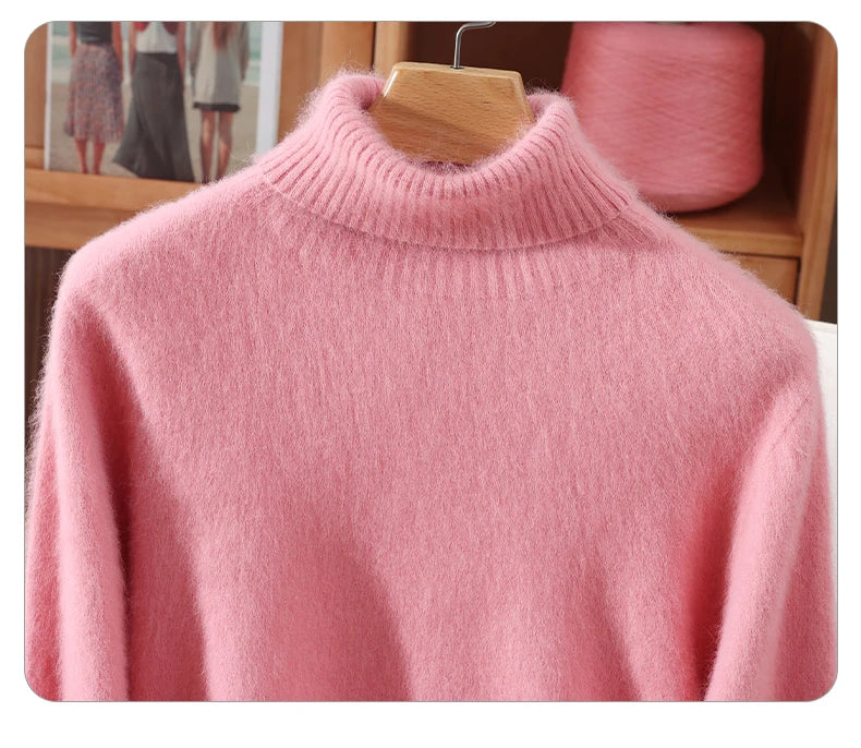 Women's High Collar Knit Sweater, Thick Pullover