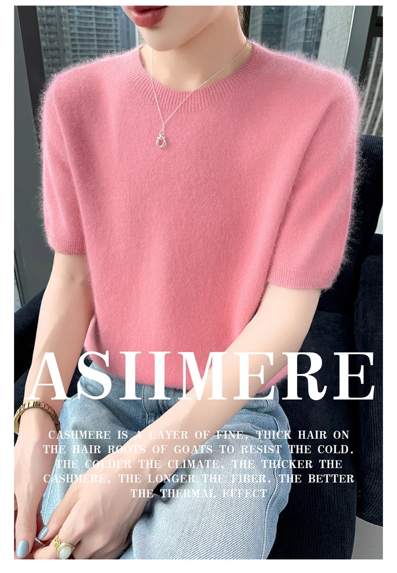 Women's Short Sleeve Knit Sweater Top