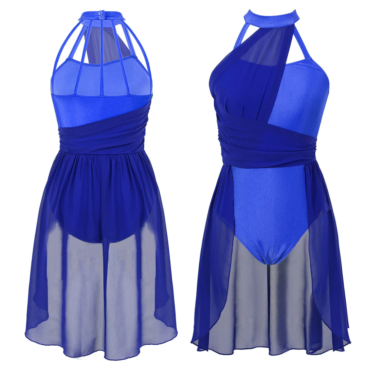 Women's ruched chiffon contemporary lyrical dress