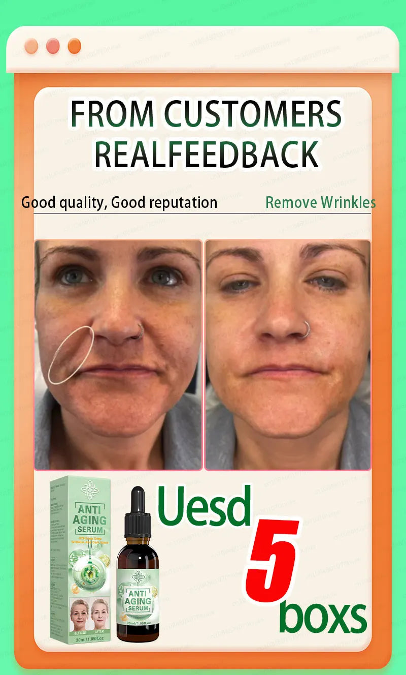 20 years younger, no fine lines