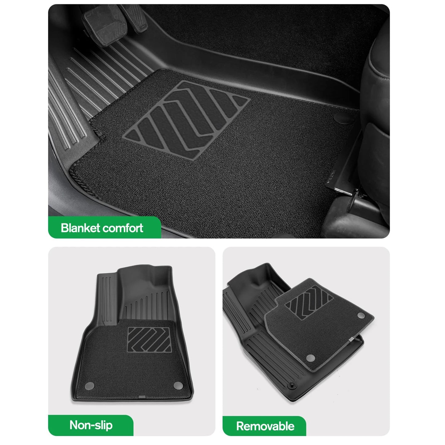 For New Tesla Model Y Launch 2026+ Juniper 2026+ TPE Floor Mats & Cargo Liner, All Weather Trunk Mats Floor Liner Backrest Mats