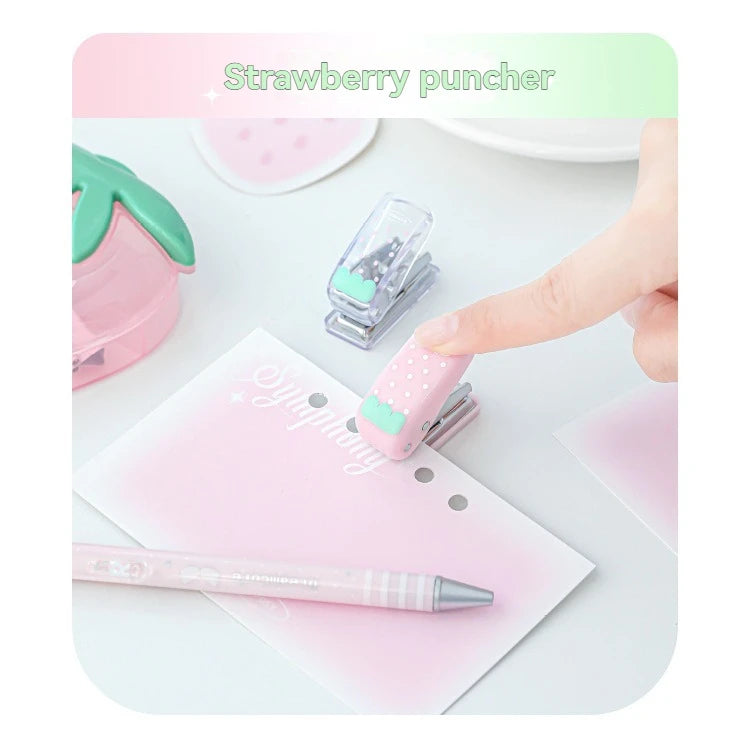 1PC Tool Set High Beauty Strawberry Efficiency Set Stapler Storage Stationery Student Specific Tool Set