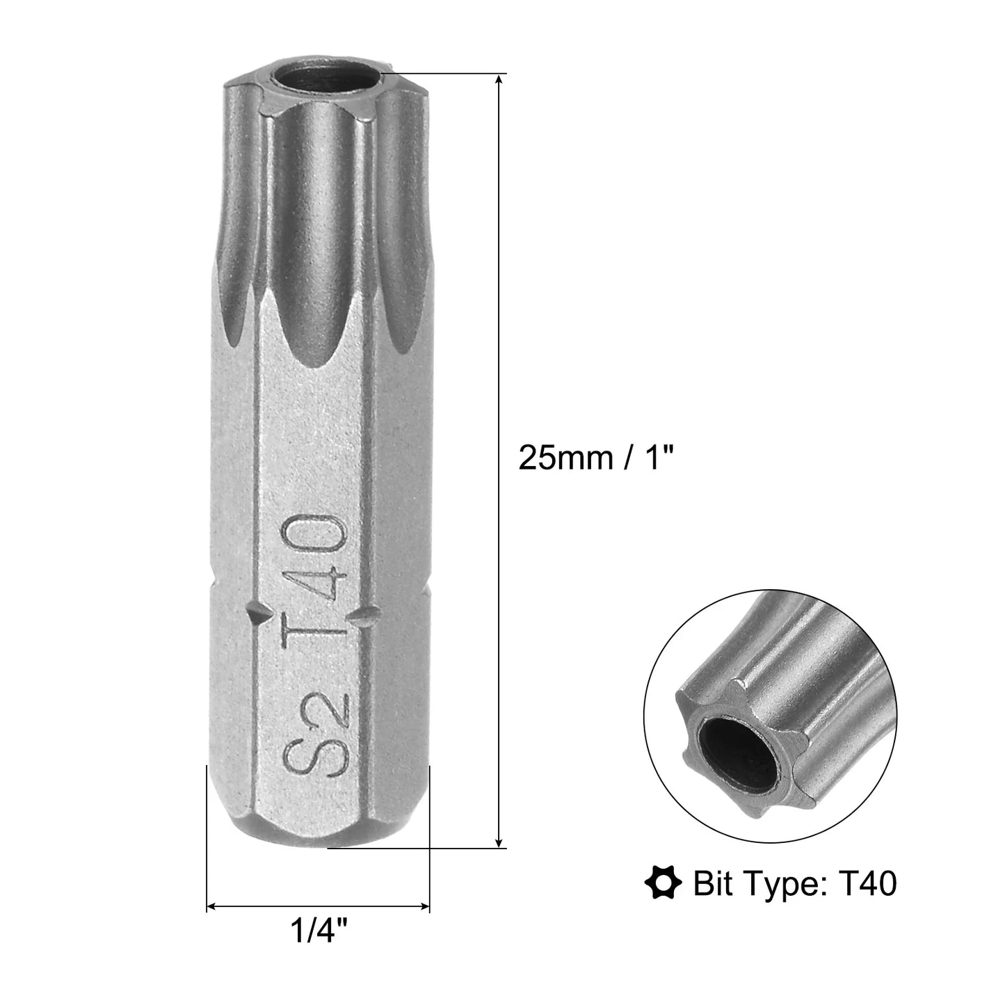 Torx Screwdriver Bits T5 T6 T8 T9 T10 T20 T25 T27 T30 T40 S2 Alloy Steel 1/4 Inch Hex Shank 25mm Magnetic Screw Driver Bit