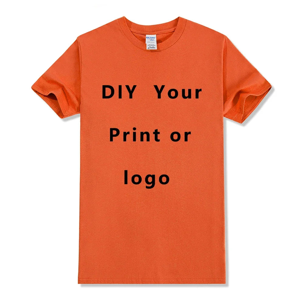 EU size 100% pure cotton custom T-shirt front and back team school uniform store logo text photo for men's personalized high-end
