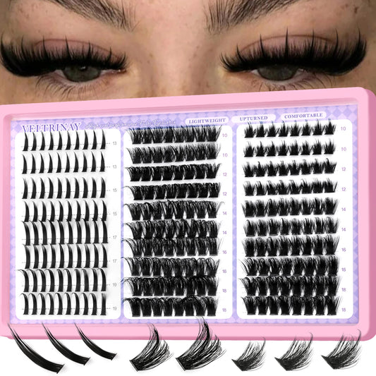 VELTRINAY Fluffy Lash Clusters Manga Lashes Spikes Lashes Mixed Lash Tray Natural Faux Mink Lashes Eyelashes Extension Makeup